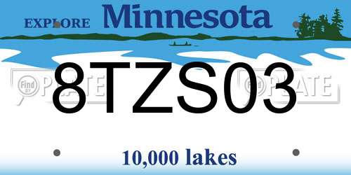 8TZS03 Minnesota License Plate