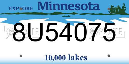 8U54075 Minnesota License Plate