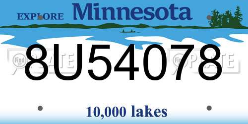 8U54078 Minnesota License Plate