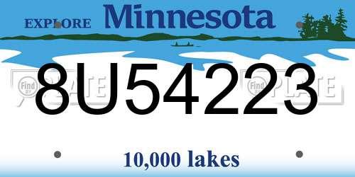 8U54223 Minnesota License Plate