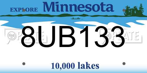 8UB133 Minnesota License Plate