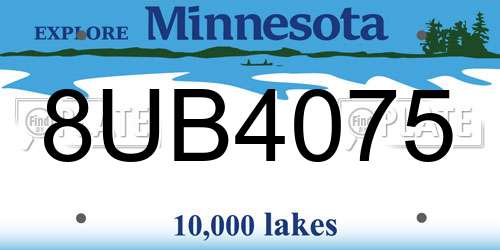8UB4075 Minnesota License Plate