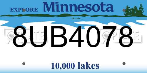 8UB4078 Minnesota License Plate