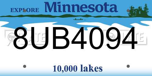 8UB4094 Minnesota License Plate