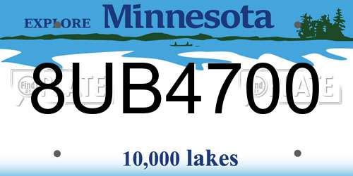 8UB4700 Minnesota License Plate