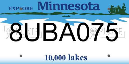 8UBA075 Minnesota License Plate