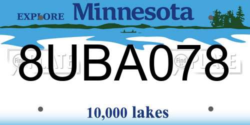 8UBA078 Minnesota License Plate