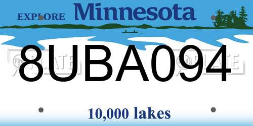 8UBA094 Minnesota License Plate