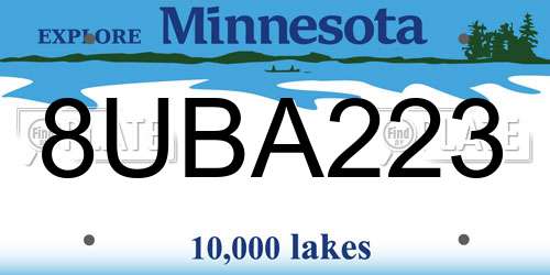 8UBA223 Minnesota License Plate