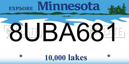 8UBA681 Minnesota License Plate