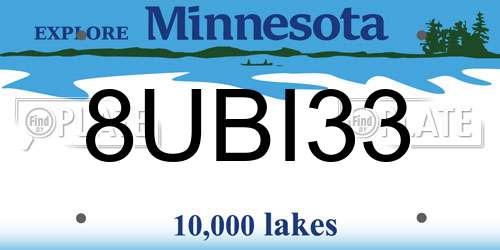 8UBI33 Minnesota License Plate