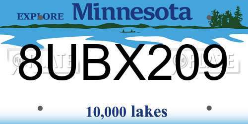 8UBX209 Minnesota License Plate