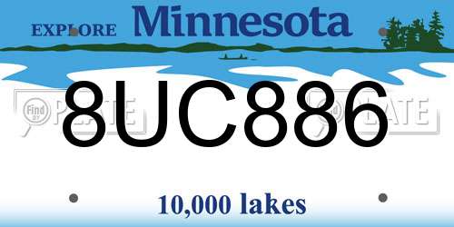 8UC886 Minnesota License Plate