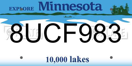 8UCF983 Minnesota License Plate