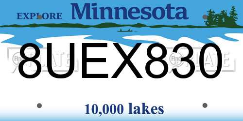 8UEX830 Minnesota License Plate