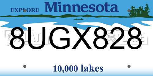 8UGX828 Minnesota License Plate