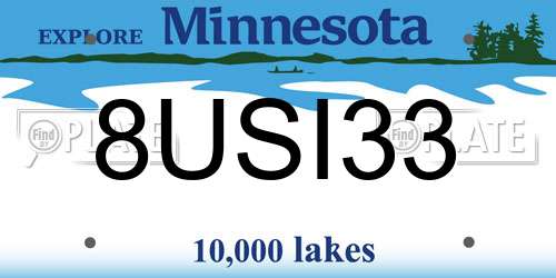8USI33 Minnesota License Plate