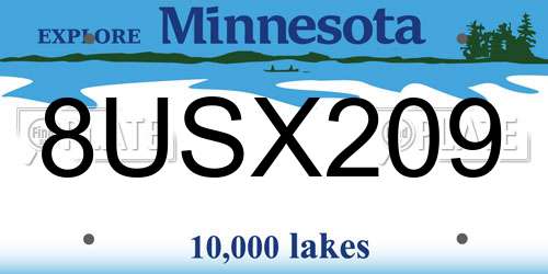 8USX209 Minnesota License Plate