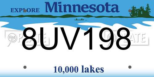 8UV198 Minnesota License Plate