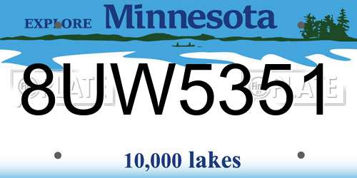 8UW5351 Minnesota License Plate