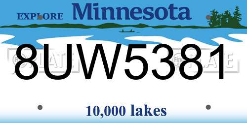 8UW5381 Minnesota License Plate