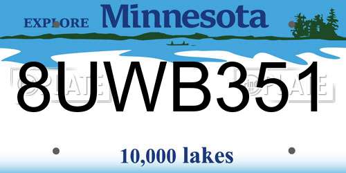 8UWB351 Minnesota License Plate