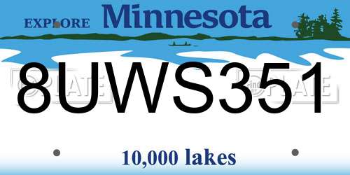 8UWS351 Minnesota License Plate