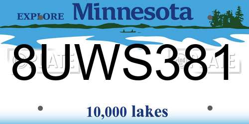 8UWS381 Minnesota License Plate
