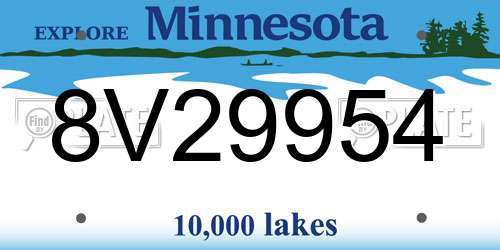 8V29954 Minnesota License Plate