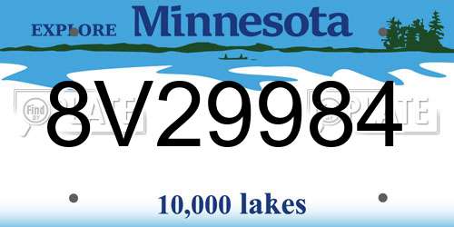 8V29984 Minnesota License Plate