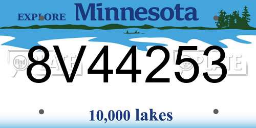 8V44253 Minnesota License Plate