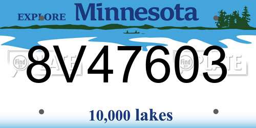 8V47603 Minnesota License Plate