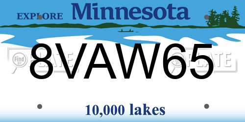 8VAW65 Minnesota License Plate