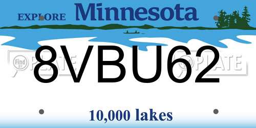 8VBU62 Minnesota License Plate