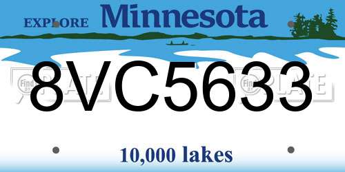 8VC5633 Minnesota License Plate