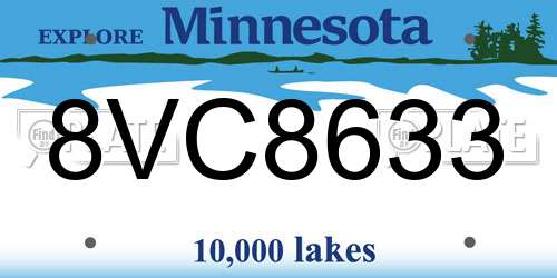 8VC8633 Minnesota License Plate