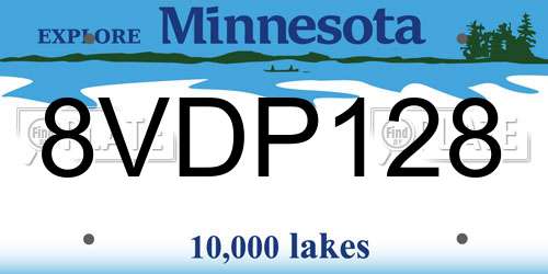 8VDP128 Minnesota License Plate