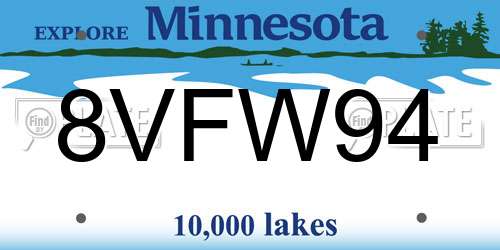 8VFW94 Minnesota License Plate