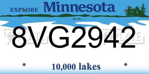 8VG2942 Minnesota License Plate