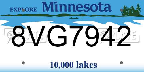 8VG7942 Minnesota License Plate