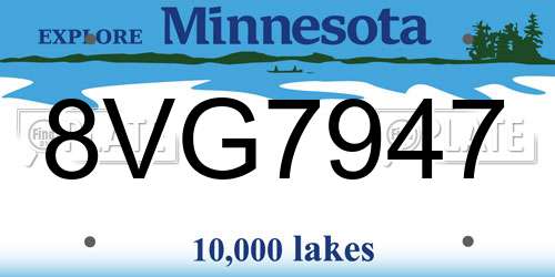 8VG7947 Minnesota License Plate
