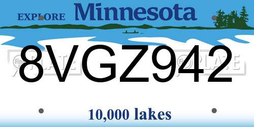 8VGZ942 Minnesota License Plate