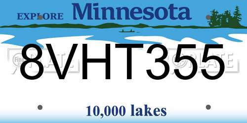 8VHT355 Minnesota License Plate