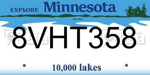 8VHT358 Minnesota License Plate