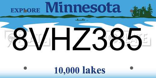 8VHZ385 Minnesota License Plate