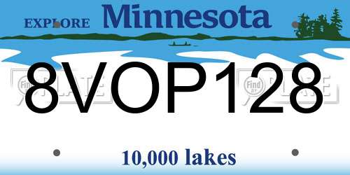 8VOP128 Minnesota License Plate