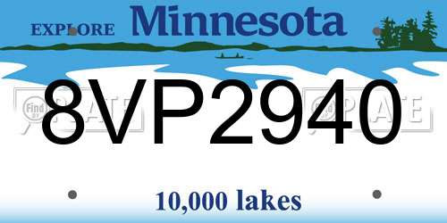 8VP2940 Minnesota License Plate