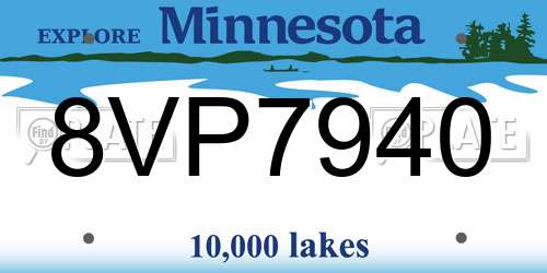 8VP7940 Minnesota License Plate