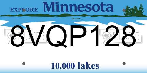 8VQP128 Minnesota License Plate