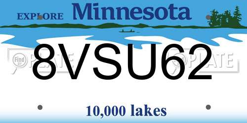 8VSU62 Minnesota License Plate
